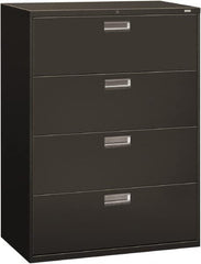 Hon - 42" Wide x 53-1/4" High x 19-1/4" Deep, 4 Drawer Lateral File - Steel, Charcoal - Makers Industrial Supply