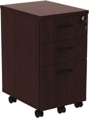 ALERA - 15.88" Wide x 28.38" High x 20-1/2" Deep, 3 Drawer Pedestal - Woodgrain Laminate, Mahogany - Makers Industrial Supply