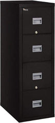 FireKing - 17-3/4" Wide x 52-3/4" High x 25" Deep, 4 Drawer Pedestal - Steel, Black - Makers Industrial Supply