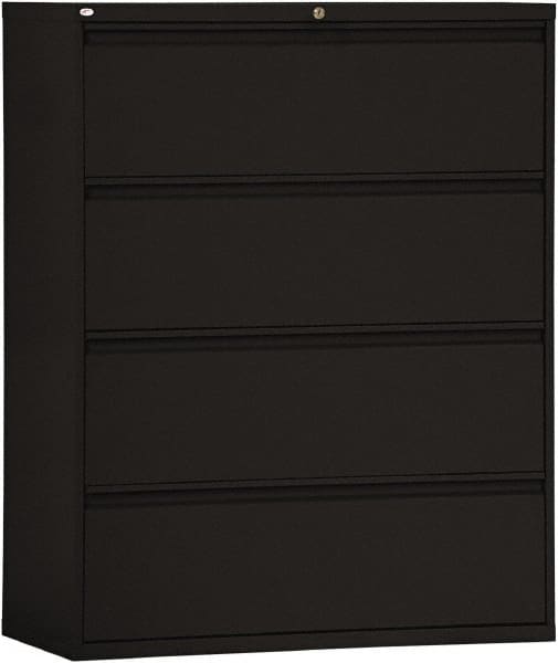 ALERA - 42" Wide x 53-1/4" High x 19-1/4" Deep, 4 Drawer Lateral File - Steel, Black - Makers Industrial Supply