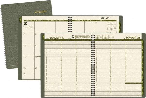 AT-A-GLANCE - 32 Sheet, 8-1/4 x 10-7/8", Weekly/Monthly Planner - Green - Makers Industrial Supply