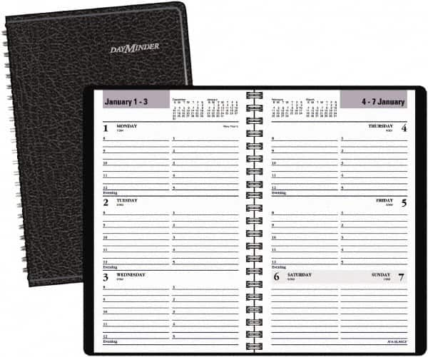 DayMinder - 26 Sheet, 4-7/8 x 8", Weekly Planner - Black - Makers Industrial Supply