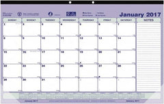 Brownline - 12 Sheet, 6-7/8 x 8-3/4", Desk Pad Calendar - Blue, White & Green - Makers Industrial Supply