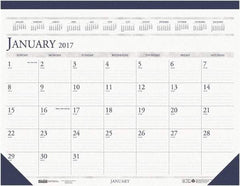 House of Doolittle - 12 Sheet, 8-1/2 x 11", Desk Pad Calendar - White & Blue - Makers Industrial Supply