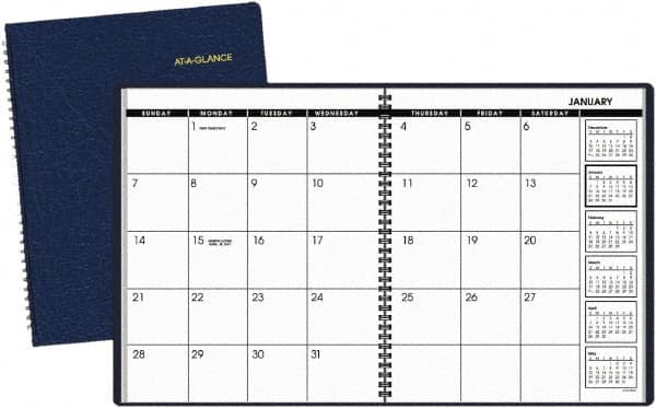 AT-A-GLANCE - 24 Sheet, 9 x 11", 15 Month Planner - Navy - Makers Industrial Supply