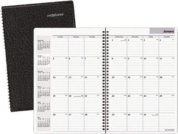 DayMinder - 24 Sheet, 7-7/8 x 11-7/8", Monthly Planner - Black - Makers Industrial Supply