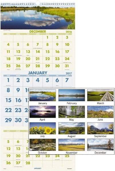 AT-A-GLANCE - 12 Sheet, 12 x 27", Wall Calendar - Makers Industrial Supply