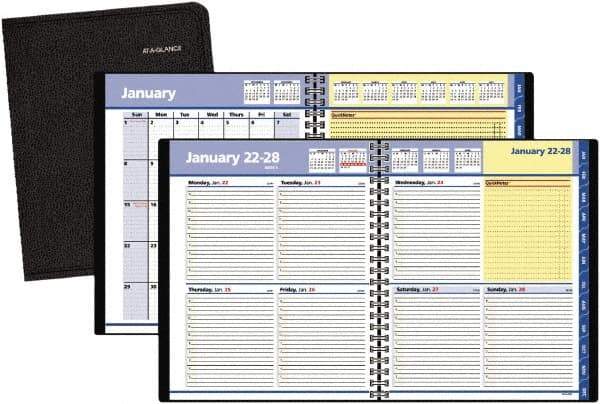 AT-A-GLANCE - 38 Sheet, 8 x 9-7/8", Weekly/Monthly Planner - Black - Makers Industrial Supply