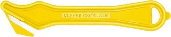 Klever Innovations - Recessed/Hook Blade Safety Cutter - 1-5/8" Carbon Steel Blade, Yellow Nylon Handle, 1 Blade Included - Makers Industrial Supply