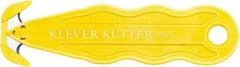 Klever Innovations - Recessed/Hook Blade Safety Cutter - 1-1/4" Carbon Steel Blade, Yellow Nylon Handle, 1 Blade Included - Makers Industrial Supply