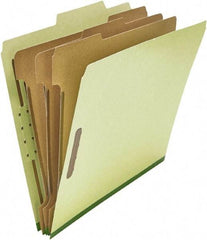 UNIVERSAL - 8-1/2 x 11", Letter Size, Green, Classification Folders with Top Tab Fastener - 25 Point Stock, Right of Center Tab Cut Location - Makers Industrial Supply