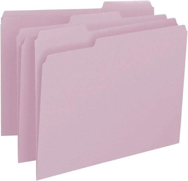 SMEAD - 8-1/2 x 11", Letter Size, Lavender, File Folders with Top Tab - 11 Point Stock, Assorted Tab Cut Location - Makers Industrial Supply