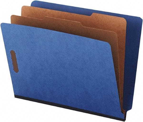 UNIVERSAL - 8-1/2 x 11", Letter Size, Blue, Classification Folders with End Tab Fastener - 25 Point Stock, Straight Tab Cut Location - Makers Industrial Supply