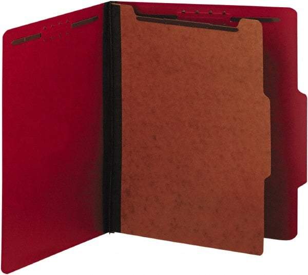 UNIVERSAL - 8-1/2 x 11", Letter Size, Ruby Red, Classification Folders with Top Tab Fastener - 25 Point Stock, Right of Center Tab Cut Location - Makers Industrial Supply