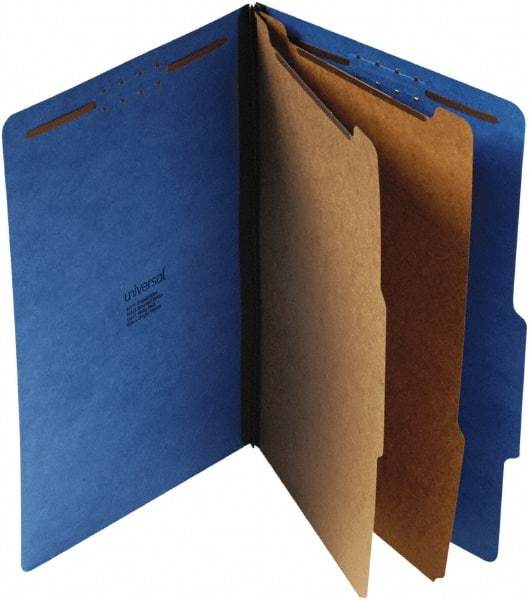 UNIVERSAL - 9-1/4 x 14-3/4", Legal, Cobalt Blue, Classification Folders with Top Tab Fastener - 25 Point Stock, Right of Center Tab Cut Location - Makers Industrial Supply