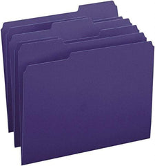 SMEAD - 8-1/2 x 11", Letter Size, Navy Blue, File Folders with Top Tab - 11 Point Stock, Assorted Tab Cut Location - Makers Industrial Supply