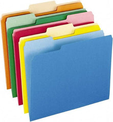 Pendaflex - 8-1/2 x 11", Letter Size, Assorted Colors, File Folders with Top Tab - 11 Point Stock, Assorted Tab Cut Location - Makers Industrial Supply