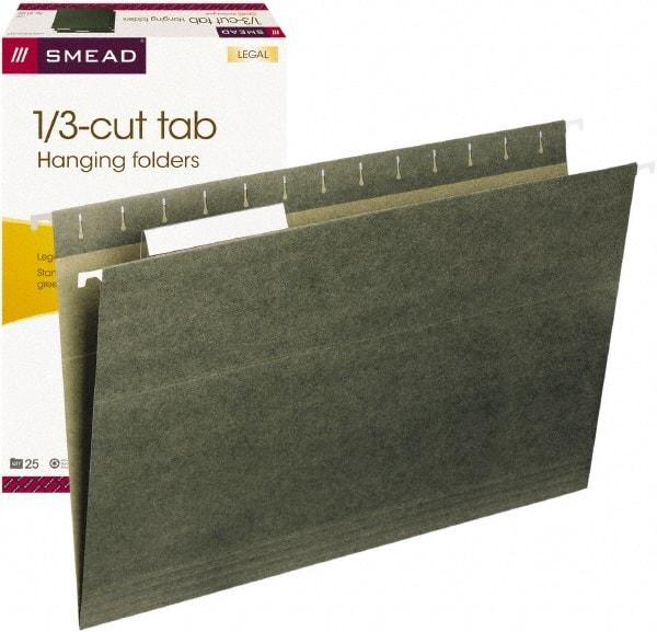 SMEAD - 9-1/4 x 14-1/2", Legal, Standard Green, Hanging File Folder - 11 Point Stock, 1/3 Tab Cut Location - Makers Industrial Supply