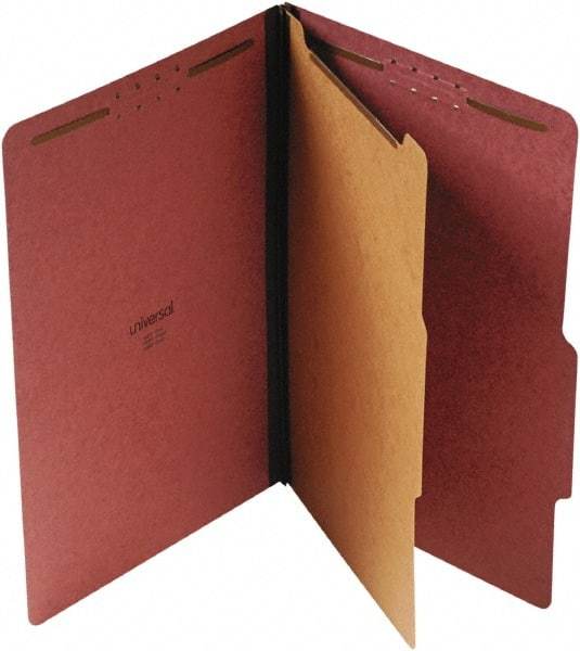 UNIVERSAL - 9-1/2 x 14-1/2", Legal, Red, Classification Folders with Top Tab Fastener - 25 Point Stock, Right of Center Tab Cut Location - Makers Industrial Supply