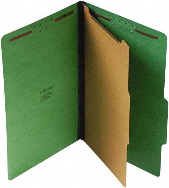 UNIVERSAL - 9-1/2 x 14-1/2", Legal, Emerald Green, Classification Folders with Top Tab Fastener - 25 Point Stock, Right of Center Tab Cut Location - Makers Industrial Supply