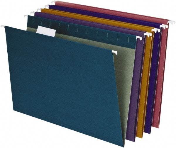 Pendaflex - 8-1/2 x 11", Letter Size, Assorted Colors, Hanging File Folder - 11 Point Stock, 1/5 Tab Cut Location - Makers Industrial Supply