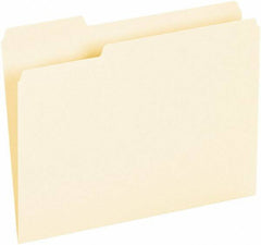 UNIVERSAL - 8-1/2 x 11", Letter Size, Manila, File Folders with Top Tab - Assorted Tab Cut Location - Makers Industrial Supply