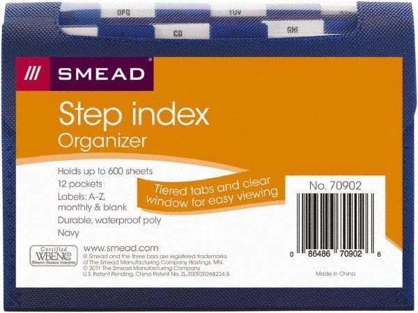 SMEAD - 8-1/2 x 11", Letter Size, Navy, Index Folder - 1/6 Tab Cut Location - Makers Industrial Supply