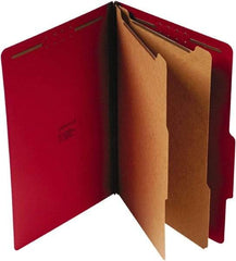 UNIVERSAL - 9-1/2 x 14-1/2", Legal, Ruby Red, Classification Folders with Top Tab Fastener - 25 Point Stock, Right of Center Tab Cut Location - Makers Industrial Supply