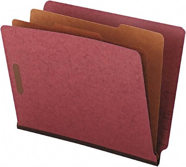 UNIVERSAL - 8-1/2 x 11", Letter Size, Red, Classification Folders with End Tab Fastener - 25 Point Stock, Straight Tab Cut Location - Makers Industrial Supply