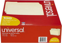 UNIVERSAL - 8-1/2 x 11", Letter Size, Manila, File Folders with Top Tab - 11 Point Stock, Assorted Tab Cut Location - Makers Industrial Supply