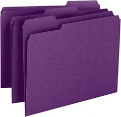 SMEAD - 8-1/2 x 11", Letter Size, Purple, File Folders with Top Tab - 11 Point Stock, Assorted Tab Cut Location - Makers Industrial Supply