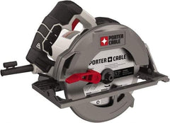 Porter-Cable - 15 Amps, 7-1/4" Blade Diam, 5,500 RPM, Electric Circular Saw - 120 Volts, 8' Cord Length, 5/8" Arbor Hole, Right Blade - Makers Industrial Supply