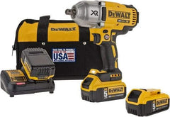 DeWALT - 1/2" Drive 20 Volt Mid-Handle Cordless Impact Wrench & Ratchet - 1,900 RPM, 0 to 2,400 BPM, 700 Ft/Lb Torque, 3 Lithium-Ion Batteries Included - Makers Industrial Supply