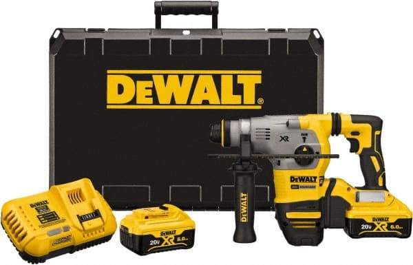 DeWALT - 20 Volt 1-1/8" SDS Plus Chuck Cordless Rotary Hammer - 0 to 4,480 BPM, 0 to 1,500 RPM, Reversible - Makers Industrial Supply