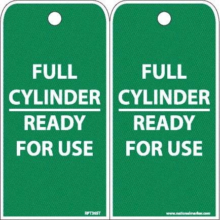 NMC - 6" High x 3" Long, FULL CYLINDER-READY FOR USE, English Safety & Facility Accident Prevention Tag - 2 Sides, White Poly - Makers Industrial Supply