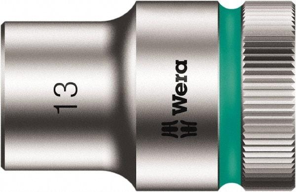 Wera - 1/2" Drive, Standard Hand Socket - 6 Points, Chrome Vanadium, Chrome Finish - Makers Industrial Supply