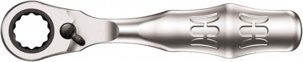 Wera - 1/4" Splined Drive Pear Head Mini-Ratchet Drive - Chrome Vanadium Finish, 4" OAL, 60 Gear Teeth, Forged Grip Handle - Makers Industrial Supply