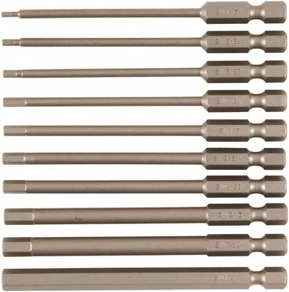 Wiha - 10 Piece, Tamperproof Hex Bit Set - 5/64 to 1/4" Hex, 1/4" Drive, Hex Security Point - Makers Industrial Supply