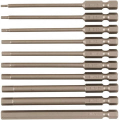 Wiha - 10 Piece, Tamperproof Hex Bit Set - 5/64 to 1/4" Hex, 1/4" Drive, Hex Security Point - Makers Industrial Supply