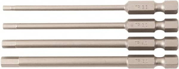 Wiha - 4 Piece, Bit Set - 1/4" Drive, Hex Point - Makers Industrial Supply