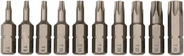 Wiha - 10 Piece, 1/4" Drive Screwdriver Insert Bit Set - T7 to T40 Torx - Makers Industrial Supply