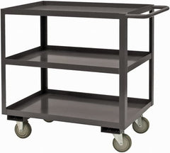 Durham - 2,400 Lb Capacity, 48" Wide x 18" Long x 37-5/8" High Service Cart - 2 Shelf, Steel, 2 Rigid/2 Swivel Casters - Makers Industrial Supply