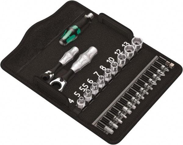 Wera - 27 Piece 1/4" Drive Ratchet Socket Set - Comes in Canvas Pouch - Makers Industrial Supply