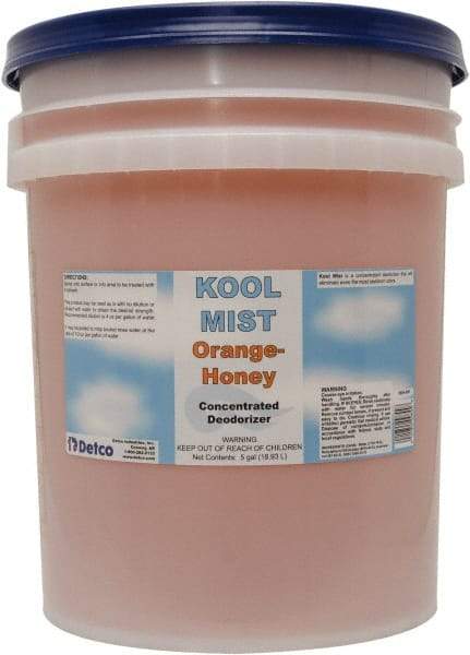 Detco - 5 Gal Pail Deodorizer - Liquid, Orange-Honey Scent, Concentrated, Environmentally Safe - Makers Industrial Supply