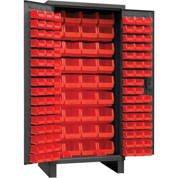 Durham - 132 Bin Storage Cabinet - Steel, 36" Wide x 24" Deep x 78" High, Gray - Makers Industrial Supply