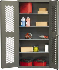 Durham - 4 Shelf Locking Storage Cabinet - Steel, 36" Wide x 24" Deep x 72" High, Gray - Makers Industrial Supply