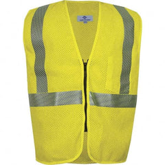 National Safety Apparel - Size L Flame Resistant/Retardant Yellow Mesh Public Safety High Visibility Vest - Exact Industrial Supply