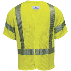 National Safety Apparel - Size M Flame Resistant/Retardant Yellow Mesh Public Safety High Visibility Vest - Exact Industrial Supply