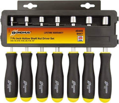 Bondhus - 7 Piece 3/16 to 1/2" Nutdriver Set - Hollow Shaft, Ergonomic Handle - Makers Industrial Supply