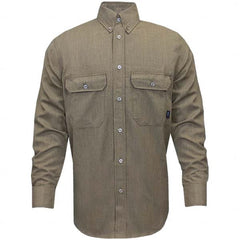 National Safety Apparel - Size 2XL Tan Flame Resistant/Retardant Long Sleeve Button Down Shirt - Exact Industrial Supply